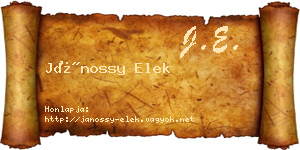 Jánossy Elek névjegykártya